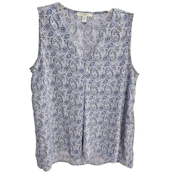 Fever Sleeveless Blue Paisley Tunic Size Medium - Picture 1 of 7